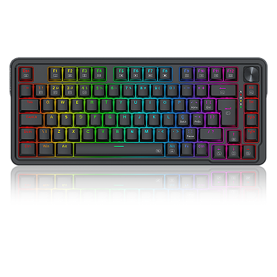 Teclado Gamer Redragon Ucal Pro RGB Preto 75% Switch Marrom com Knob de Volume