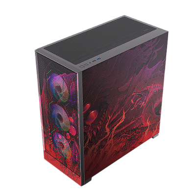 Gabinete Gamer Redragon Strafe Flow RGB Infernal Dragon Preto e Vermelho ATX Mid Tower Sem Fans CA-618B