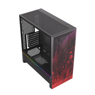 Gabinete Gamer Redragon Strafe Flow RGB Infernal Dragon Preto e Vermelho ATX Mid Tower Sem Fans CA-618B