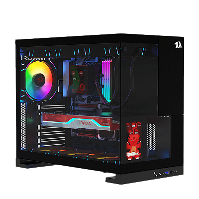 Gabinete Gamer Redragon Eternal Pro Preto Sem Fans com Tela LCD 4.3” Mid Tower Aquário CA-613B