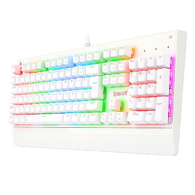 [SE] TECLADO MECÂNICO REDRAGON KALA LUNAR WHITE K557W RGB ABNT2 COM APOIO DE PULSO