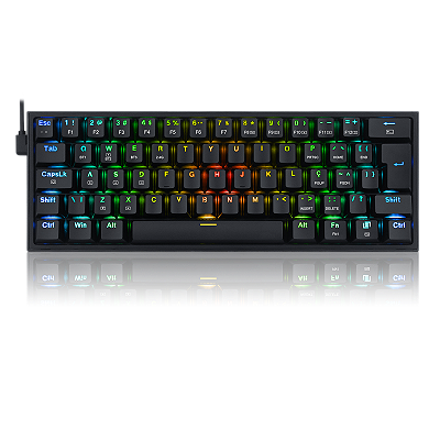 [SE] TECLADO MECÂNICO REDRAGON FIZZ PRO RGB PRETO 60% – BLUETOOTH / WIRELESS / USB-C