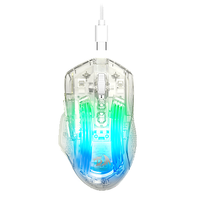 Mouse Gamer Redragon Chazzis Crystal RGB 24000 DPI Sensor Sigma SG8960 Ergonômico 8 Botões USB-C M695CT