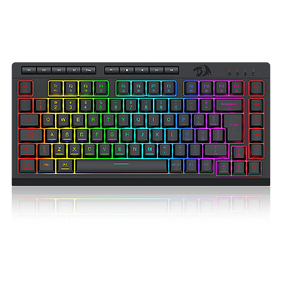 Teclado Membrana Gamer Redragon Crescent Preto RGB 75% ABNT2 com Teclas Multimídia e Macros Dedicadas 26 Teclas Sem Conf