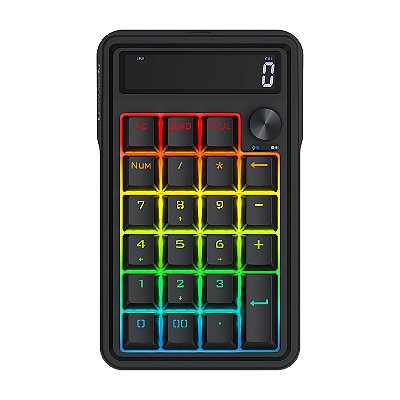 Teclado Numérico Gamer Redragon Cove RGB Preto USB Tipo-C com Display Modo Calculadora Roda de Volume Hotswap Gasket Mou