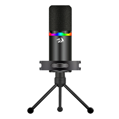 Microfone Gamer Redragon Solara GM307 RGB USB-C e XLR Dinâmico com Braço Articulado e Shock Mount