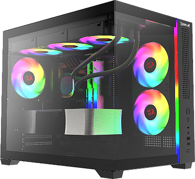 Gabinete Gamer Redragon Wideload Mini Lite RGB Preto Sem Fans Micro ATX CA-611B