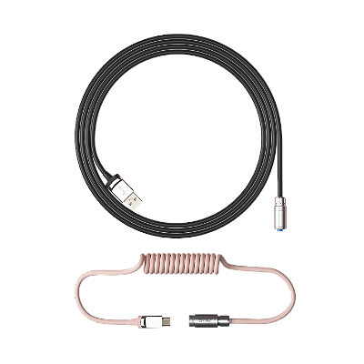 Cabo para Teclado Enrolado Aviator Akko Black and Pink USB-A e USB-C