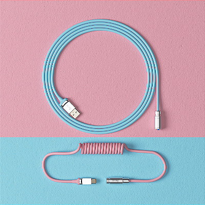 Cabo para Teclado Enrolado Aviator Akko Sakura USB-A e USB-C