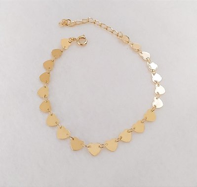 Pulseira Plaquinhas de Coração