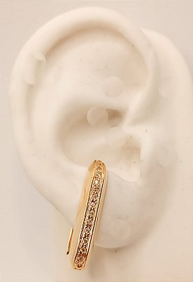 Brinco Piercing Ear Hook Geométrico Cravejado