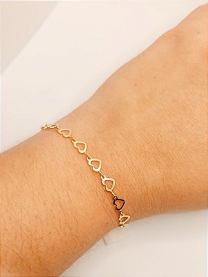 Pulseira Corações Vazados liso