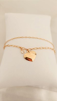 Pulseira Pingente Coração + Ponto de Luz