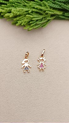 Pingente Menino/Menina Cravejado P