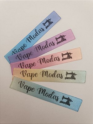 Etiqueta de cetim personalizada - Fundo mescla - 10mm x 6cm - 100 unidades