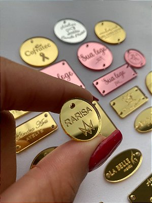 Etiquetas Tag Personalizada Acrílico Espelhado 25un 2x2