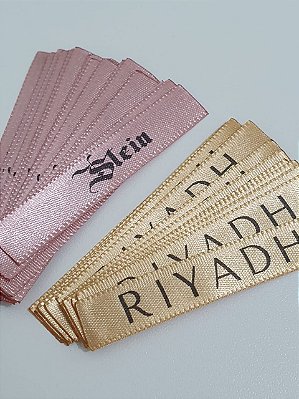 Etiqueta de cetim personalizada - 10mm x 6cm - 100 unidades