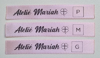 Etiqueta de cetim personalizada - 10mm x 6cm - 300 unidades