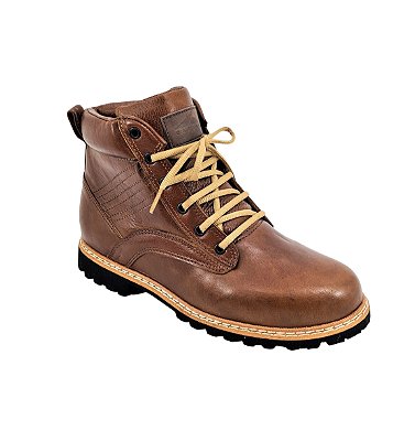 Bota Coturno Botina Masculina em Couro Sola Borracha Costurada Ref 75