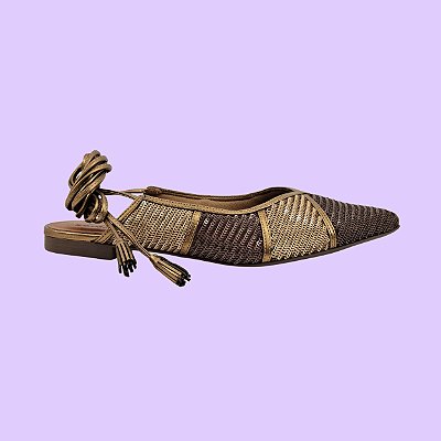 Sapatilha Amarrada Numeração Especial Slingback Sara Bronze