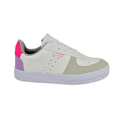 Tênis Infantil Novopé Branco Pink Skatista 10801001