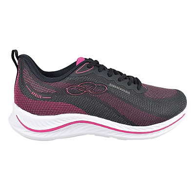 Tênis Feminino Olympikus Apolis Preto Pink Moda Fitness Caminhada