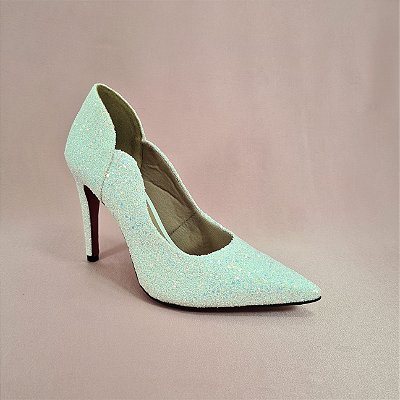 Scarpin Feminino Salto Alto Branco Glitter Noiva Dom Amazona Cd 3