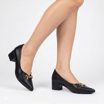 Scarpin feminino Salto Baixo Grosso Numeração Especial Alba