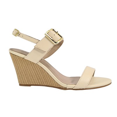 Sandália Feminina Anabela Alta Numeração Especial Bely Off White