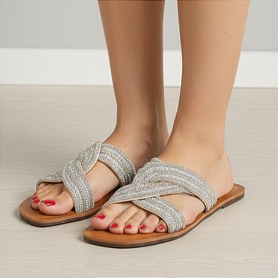 Rasteira Feminina Prata Numeração Especial Grande Karen