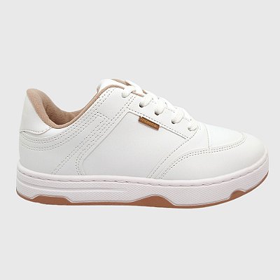 Tênis Moleca Feminino Branco Com Detalhes Em Bege 5835.202
