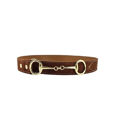 Cinto Feminino Country Caramelo com Fivela Bridão Dourada
