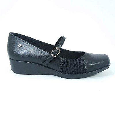 Sapato Anabela Confortavel Para Joanete Firezzi Preto e Marrom