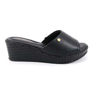 Tamanco Feminino Anabela Confortflex 2553401 Marrom e Preto