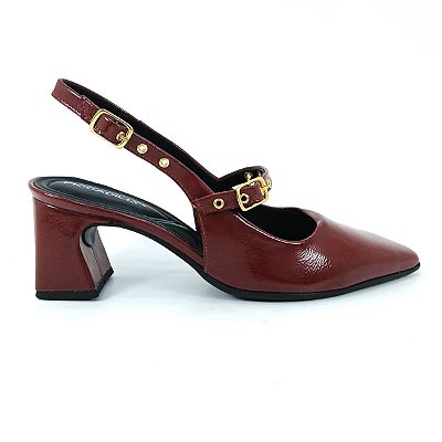Sapato Slingback Piccadilly Feminino 764028 Marsala e Preto