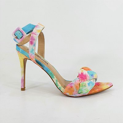 Sandália Feminina Salto Alto Tie Dye Trança Moda Tendencia 1550998