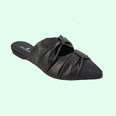 Mule Feminino Numeros Especiais Grandes Preto Brilho 615545