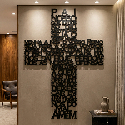 “Pai Nosso na Cruz” - Peça Decorativa em MDF Premium
