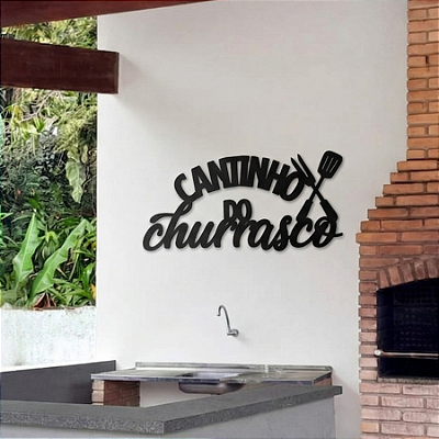 Escultura de Parede em MDF - Frase de Parede em Lettering - Cozinha, Bar e Churrasqueira | Cantinho do Churrasco