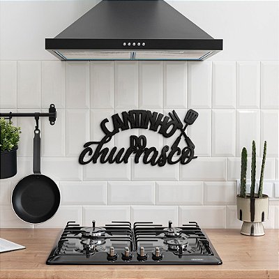 Escultura de Parede em MDF - Frase de Parede em Lettering - Cozinha, Bar e Churrasqueira | Cantinho do Churrasco