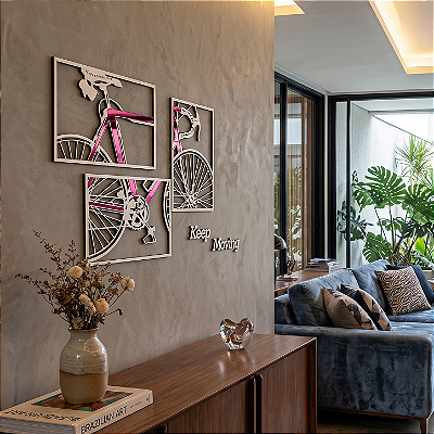 Escultura de Parede em MDF com Acrílico – Esporte e Motivação | Bike em Trio Keep Moving