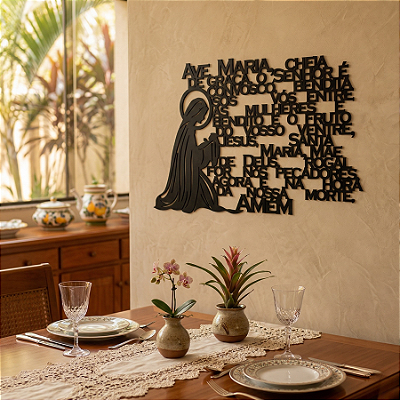 Oração Ave Maria - Peça Decorativa em MDF Premium