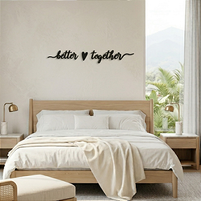 Escultura de Parede em MDF - Frase Romântica de Parede em Lettering | Better Together