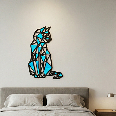 “Gato Geométrico” - Peça Decorativa com Acrílico em MDF Premium
