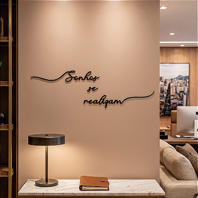 Sonhos se Realizam | Lettering Frase de Parede em MDF