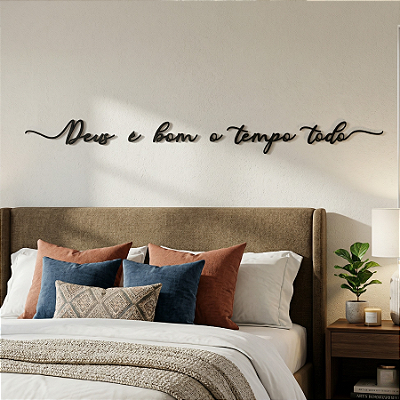 Escultura de Parede em MDF - Frase de Parede Religiosa em Lettering | Deus é bom o tempo todo