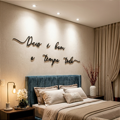 Escultura de Parede em MDF - Frase de Parede Religiosa em Lettering | Deus é bom o tempo todo