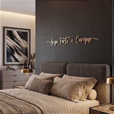 Frase de Parede Religiosa | Seja Forte e Corajoso - Lettering em MDF