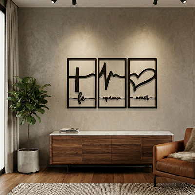 "Trio Fé, Esperança e Amor" - Peça Decorativa em MDF Premium