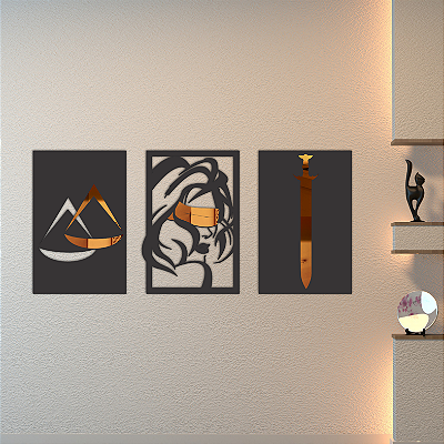 “Trio Deusa da Justiça” - Peça Decorativa com Acrílico em MDF Premium